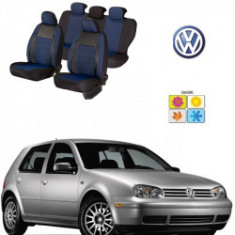 Huse scaune dedicate VW GOLF 1998 - 2005 Premium piele si textil Albastru