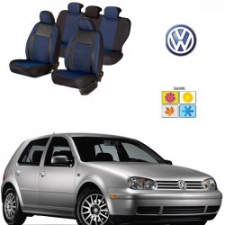 Huse scaune dedicate VW GOLF 1998 - 2005 Premium piele si textil Albastru foto