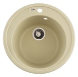 Chiuveta de bucatarie din granit rotunda Flow SUN, Ivory, 510x200 mm