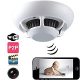 Detector Fum cu Camera Spion Full HD,WiFi,P2P IP,Detectie miscare,Suporta 128 GB