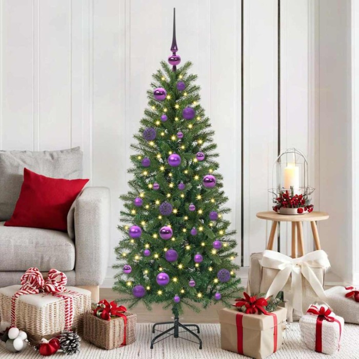 vidaXL Set de Globuri de Crăciun cu 150 LED 61 pcs Violet Plastic 42018837