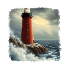 Sticker decorativ, Far maritim, Multicolor, 55 cm, 6754ST foto