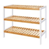 Suport depozitat incaltaminte, Artool, 3 polite, lemn bambus, alb si natur, 70x26x55 cm GartenVIP DiyLine