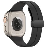 Bratara smartwatch compatibila apple watch 1/2/3/4/5/6/7/8/se/se 2 42/44/45/49mm, catarama metalica, minimalista, negru