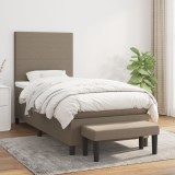 VidaXL Pat box spring cu saltea, gri taupe, 100x200 cm, textil