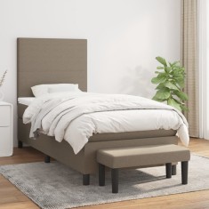 vidaXL Pat box spring cu saltea, gri taupe, 100x200 cm, textil 3136417