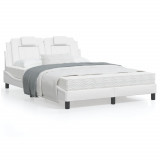 Cadru de pat cu tablie, alb, 140x200 cm, piele ecologica GartenMobel Dekor, vidaXL