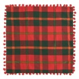 Față de Pernă Decorativă Crăciun cu Carouri Lurex și Pomponi, CMCLASS