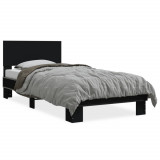 VidaXL Cadru de pat, negru, 75x190 cm, lemn prelucrat și metal
