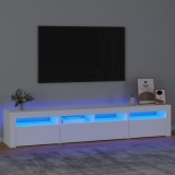 VidaXL Dulap TV cu lumini LED, alb, 210x35x40 cm