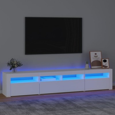 vidaXL Dulap TV cu lumini LED, alb, 210x35x40 cm foto