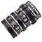 Set 6 bratari, skeleton cu multiple straturi, JustZEN&trade;, pentru barbati, din piele naturala, neagra, inchidere ajustabila