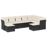 Cumpara ieftin Set mobilier de gradina cu perne, 9 piese, negru, poliratan