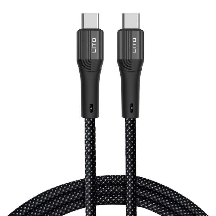 Lito - Data Cable (LD14) - Type-C to Type-C Fast Charging 60W, 480Mbps, Nylon, 1m - Black