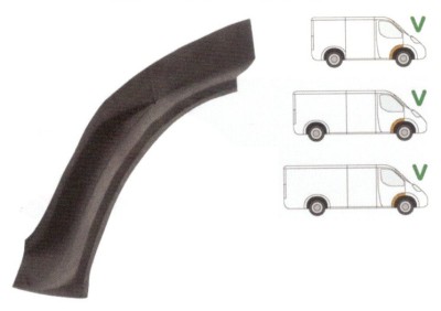 Segment reparatie aripa fata interior Mercedes Sprinter,2095-2005, VW LT 1995-2006 Partea Dreapta, Punte Fata in spatele rotii, metal foto