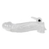 Mansoane pentru penis - Cristal Manson Transparent pentru Penis cu Vibratii 5 cm Extensie si Bucla pentru Testicule, Realistixxx