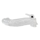 Mansoane pentru penis - Cristal Manson Transparent pentru Penis cu Vibratii 5 cm Extensie si Bucla pentru Testicule, Realistixxx