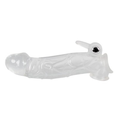 Mansoane pentru penis - Cristal Manson Transparent pentru Penis cu Vibratii 5 cm Extensie si Bucla pentru Testicule foto