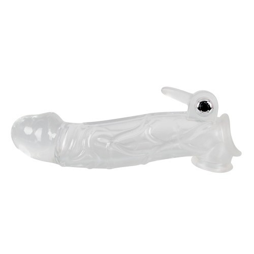 Mansoane pentru penis - Cristal Manson Transparent pentru Penis cu Vibratii 5 cm Extensie si Bucla pentru Testicule
