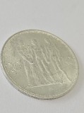 Cehoslovacia, 20 coroane -1933, argint, 12g