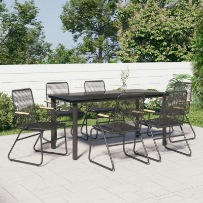 vidaXL Set mobilier de grădină, 7 piese, negru, ratan PVC foto