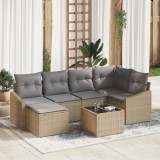 vidaXL Set Canapea Grădină 7 Piese Perne Ratan Sintetic Negru
