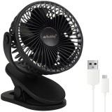 Ventilator portabil fara fir Ruhhy cu clips, USB-C, 360&deg;, negru