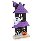 Casuta Halloween textil lemn multicolor cu leduri II cm 11 x 4 x 23 H