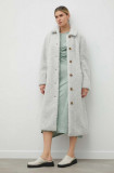 Samsoe Samsoe palton de lana Eloise culoarea gri, de tranzitie, oversize