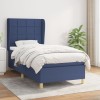 Pat box spring cu saltea, albastru, 80x200 cm, textil