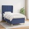 Pat box spring cu saltea, albastru, 80x200 cm, textil