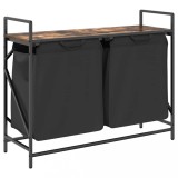 Cos de rufe 2 compartimente cu raft stejar fumuriu, DKD Home Decor