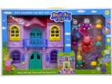 Set Figurine Peppa Pig cu Casa Muzicala si Lumini, 8 Personaje, Vila, Accesorii, Dimensiune Figurine 4-8cm
