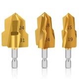 Set 3 Burghie HSS Aurii pentru Tevi MMP/PVC/PPR (#20, #25, #32) - Taiere Triunghiulara, Prindere Hexagonala