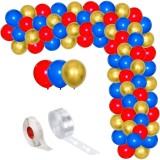 Set aranjament baloane pentru arcada, 150 buc, rosu, albastru si auriu
