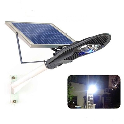 Stalp iluminat exterior cu panou solar proiector LED 30W si suport prindere foto