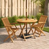 Cumpara ieftin Set de gradina bistro pliabil cu 3 piese natural