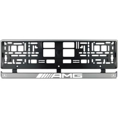 Set 2 bucati, suport numar inmatriculare argintiu Mercedes AMG