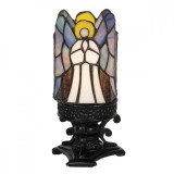 Cumpara ieftin Veioza cu baza din polirasina neagra si abajur din sticla Tiffany &Oslash; 14 cm x 21 h