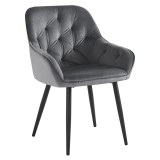 Cumpara ieftin Fotoliu de design catifea gri metal negru Verio 58.5x62x81 cm