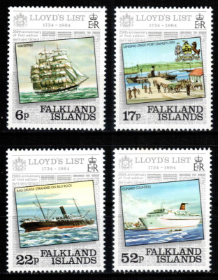 Falkland 1984, Mi #407-410**, navigatie, corabii, vapoare, MNH! Cota 5,50 &amp;euro;! foto