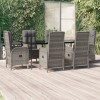 VidaXL Set mobilier de grădină cu perne, 7 piese, negru/gri, poliratan 3185183