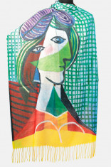 Esarfa cashmere cu doua fete imprimata cu reproducere suprarealista dupa Picasso foto