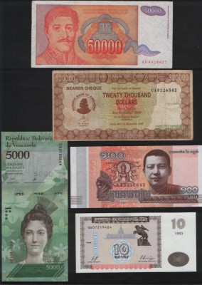 Set 5 bancnote de prin lume adunate (cele din imagini) #130 foto