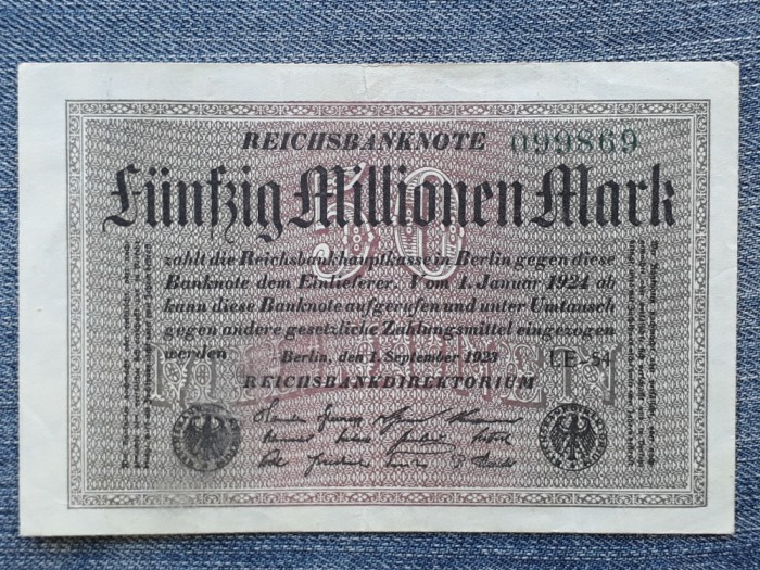 50000000 Mark 1923 Germania / 50 milioane / serie 099869