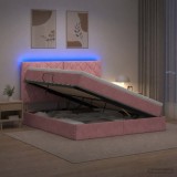 Cumpara ieftin Pat cu LED si saltea Roz 160 x 200 cm Catifea