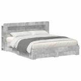 vidaXL Cadru de pat cu depozitare cu headboard Gri Beton 200 x 200 cm 3433901