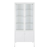 Cumpara ieftin Vitrină Brisbane, 4 uși de sticlă, oțel, alb 80x35x180 cm