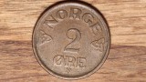 Norvegia - moneda de colectie - serie rara - 2 ore 1957 bronz - impecabila !, Europa