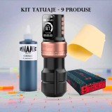 Kit Tatuaj Complet Poseidon, Incepatori: Aparat Reglabil, Tus Dynamic BLK, Ace Cartus, Manusi, Vaselina, Transferok, Piele Sintetica